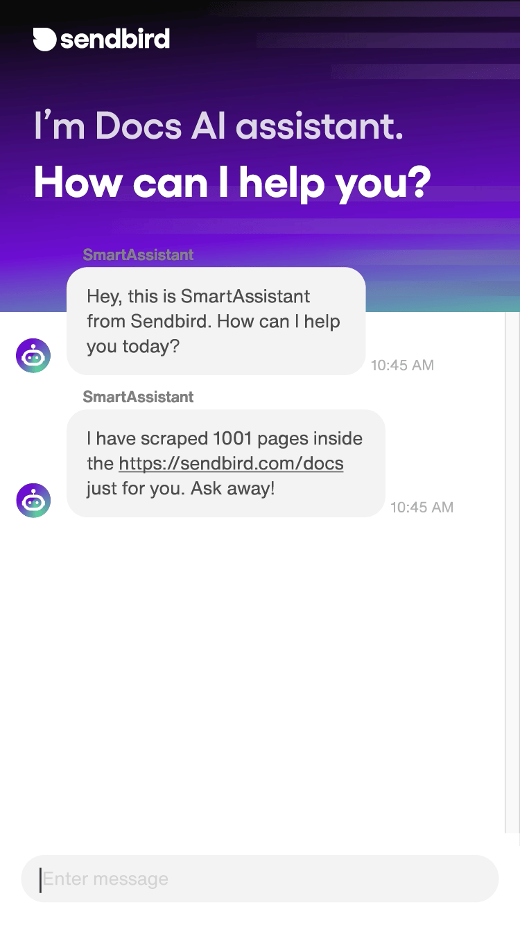 Sendbird SmartAssistant