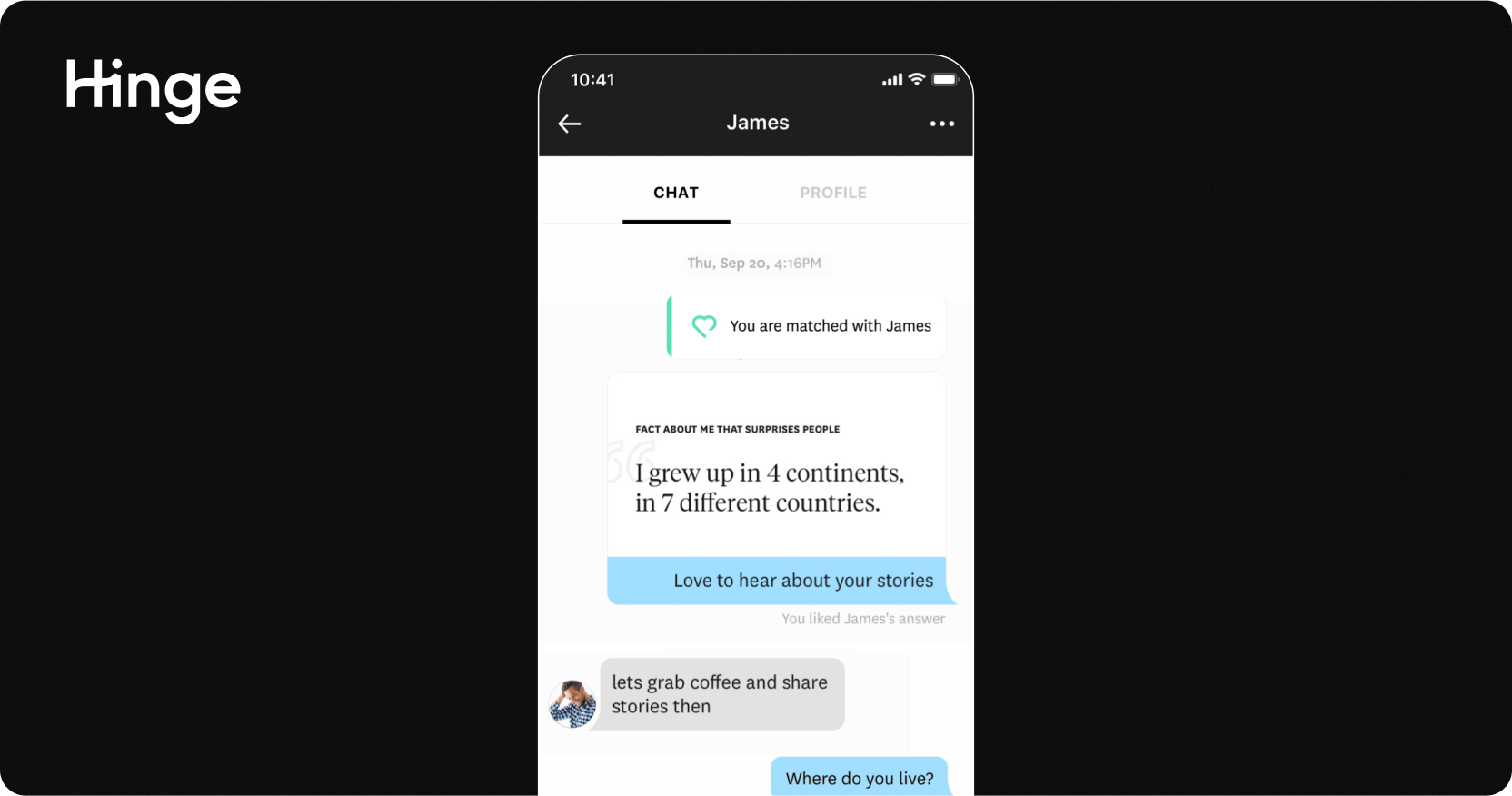 Dating app example Hinge messaging