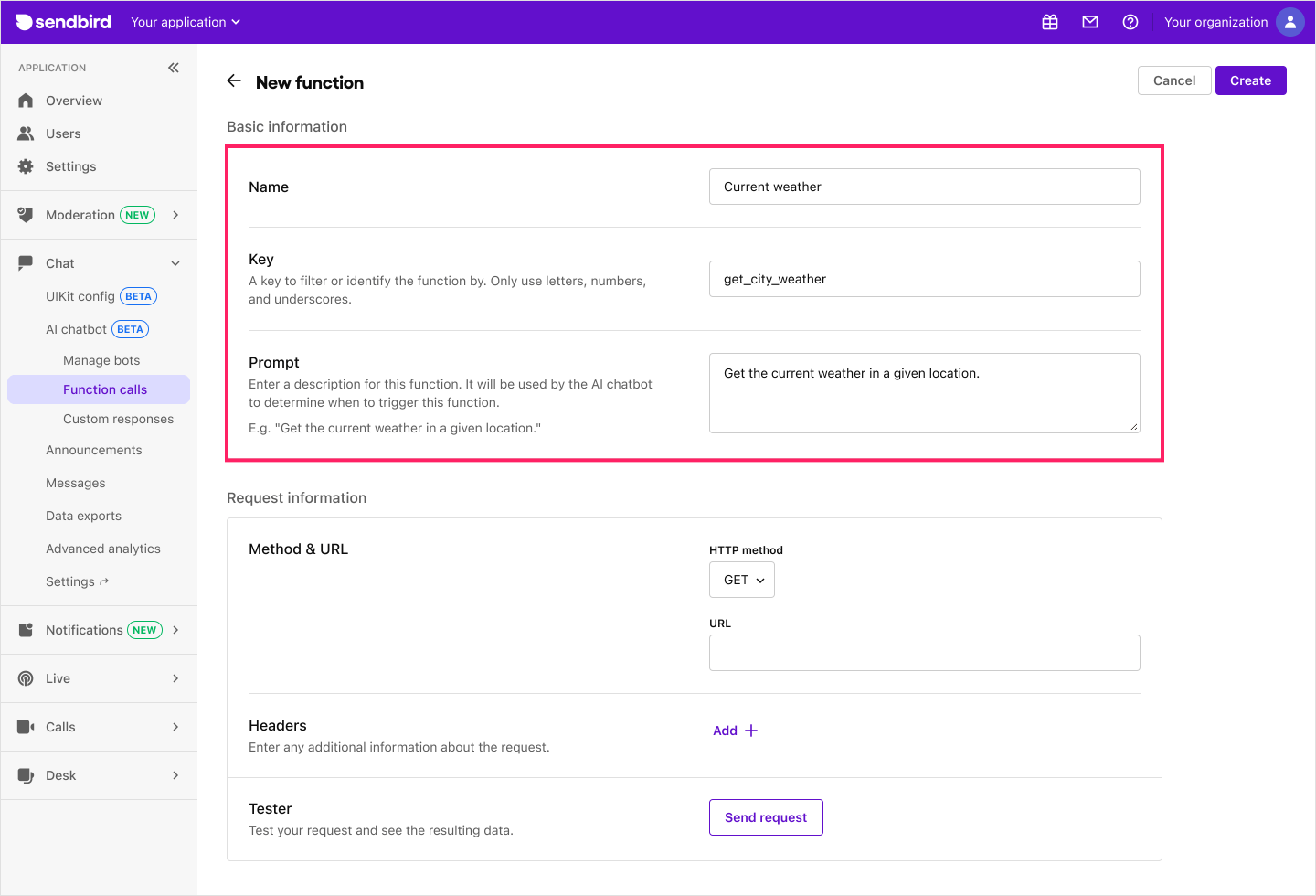 Image|Dashboard screen showing the basic information section in create function page.