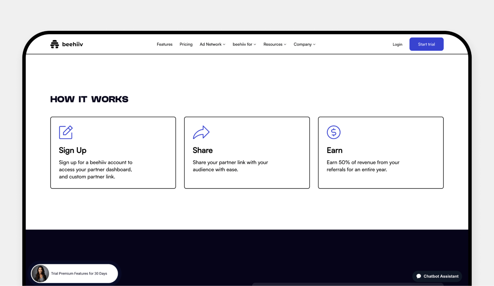 A screenshot of Beehiiv