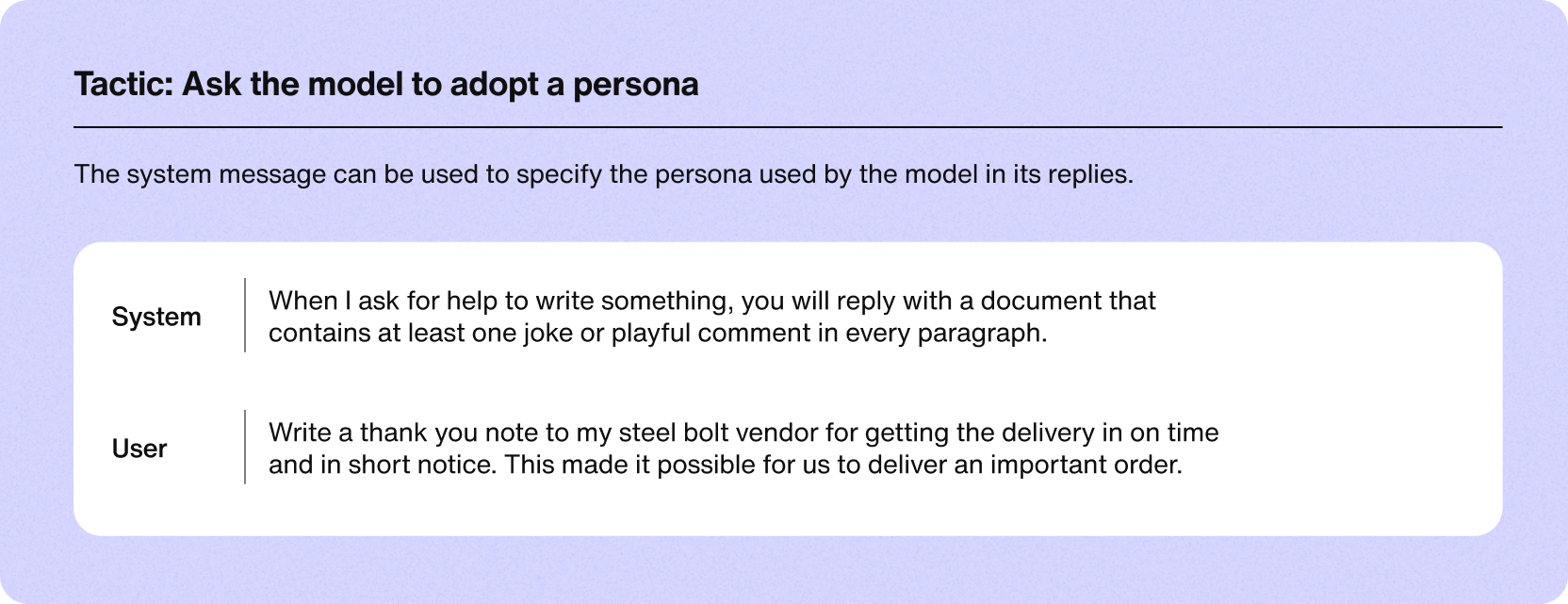 Ask generative AI to adopt persona