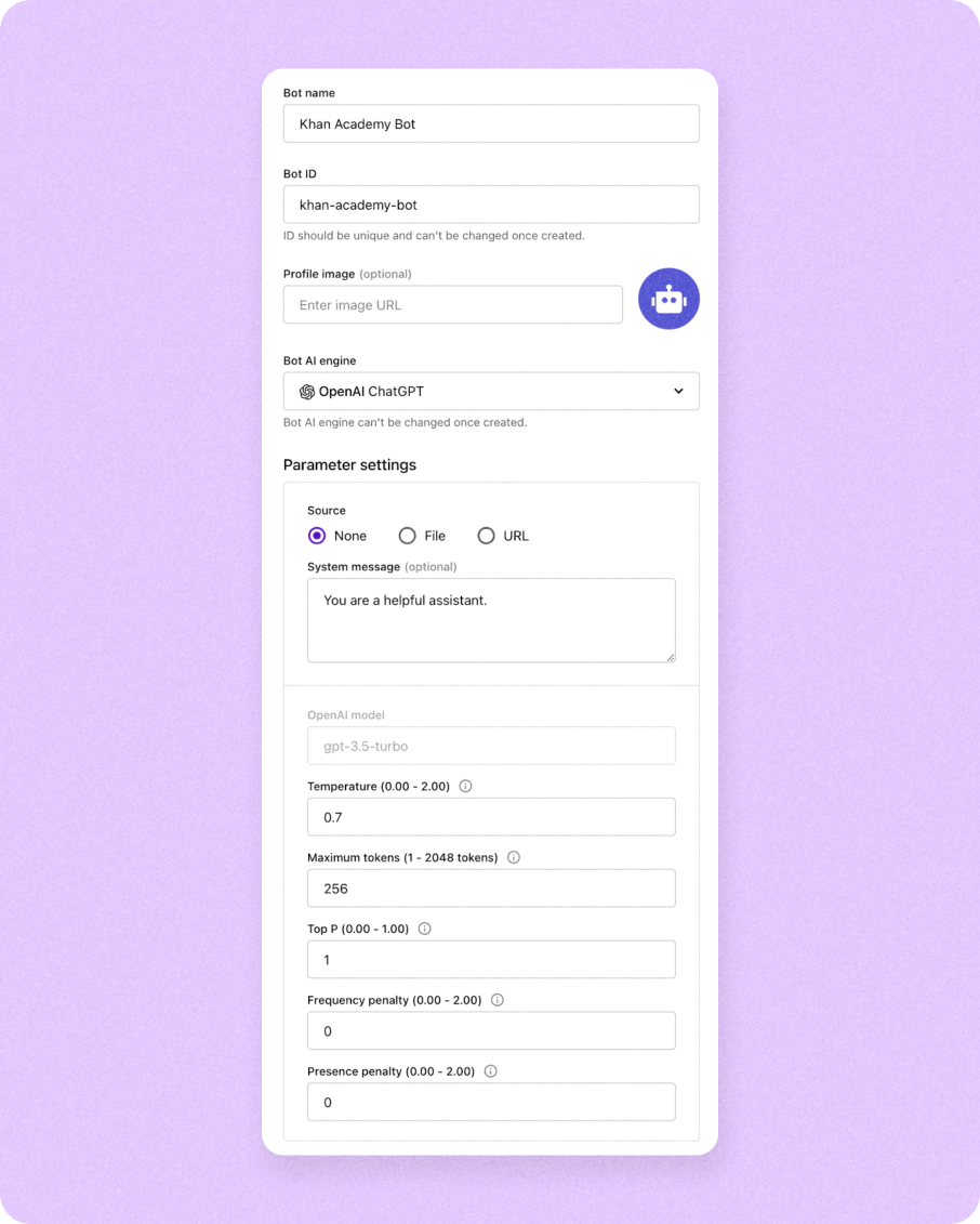 Bot Name field