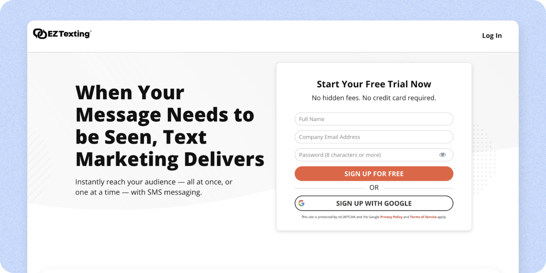 A screenshot of EZ Texting, a versatile business messaging platform