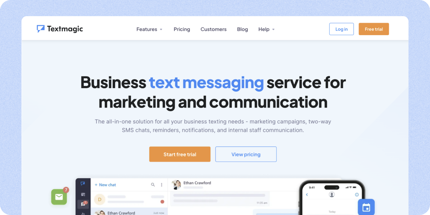 A screenshot of Textmagic, the user-friendly SMS solution with effective automation