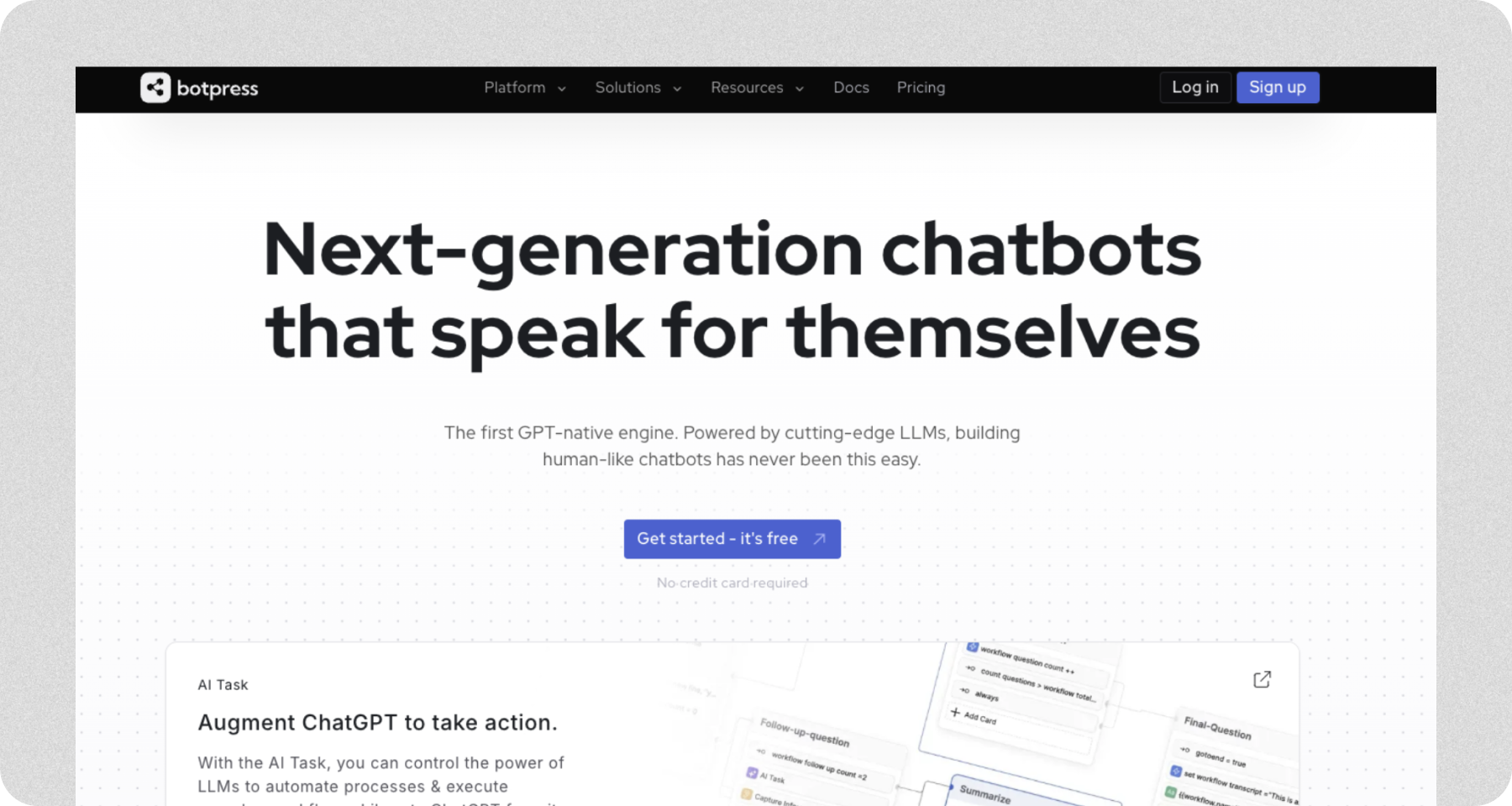 A screenshot of Botpress, which is best for its flow builder interface