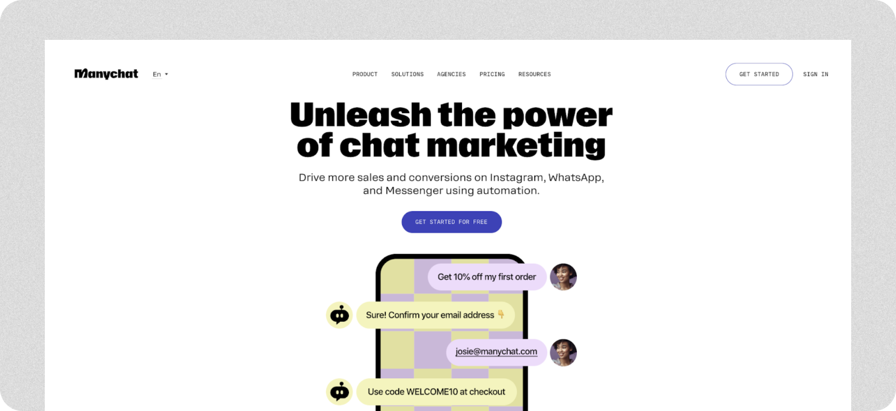 A screenshot of ManyChat, an ecommerce chatbot that's best for beginners