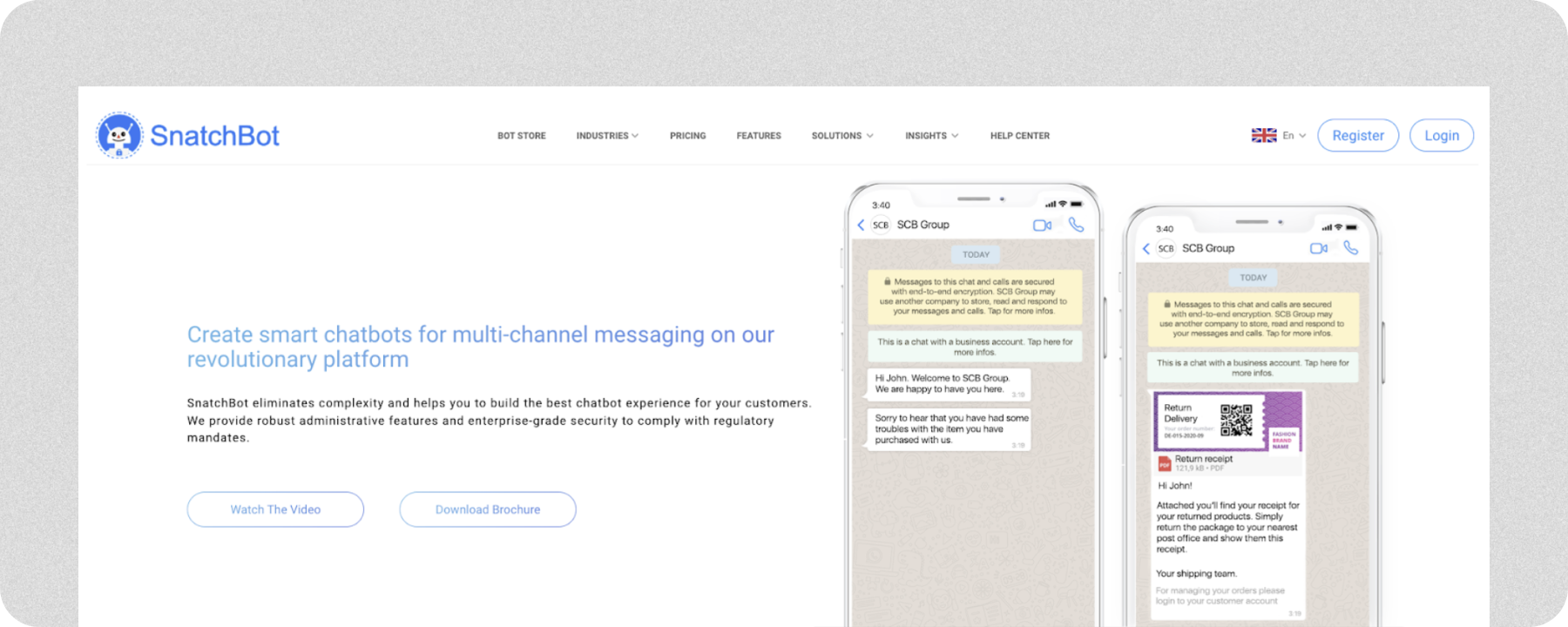 A screenshot of SnatchBot, which is best for multichannel messaging