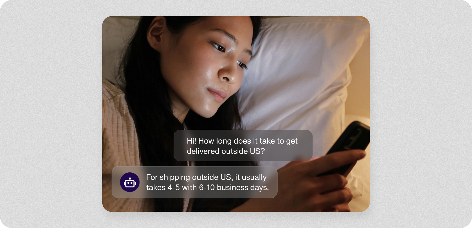 An image of a woman on her phone with overlaying text bubbles