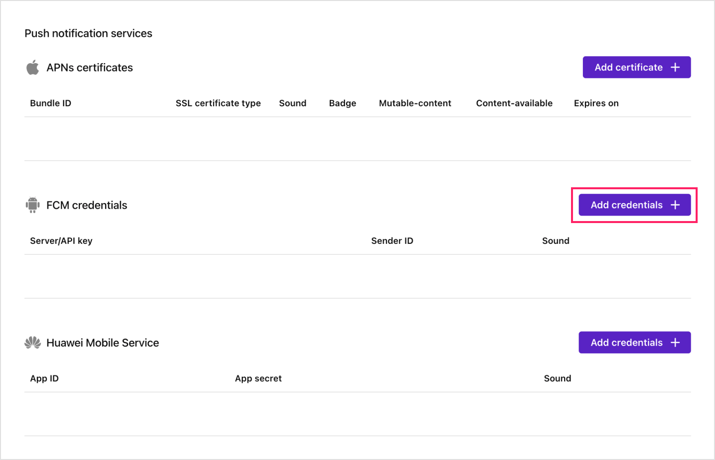 Adding your server key for FCM on Sendbird Dashboard.