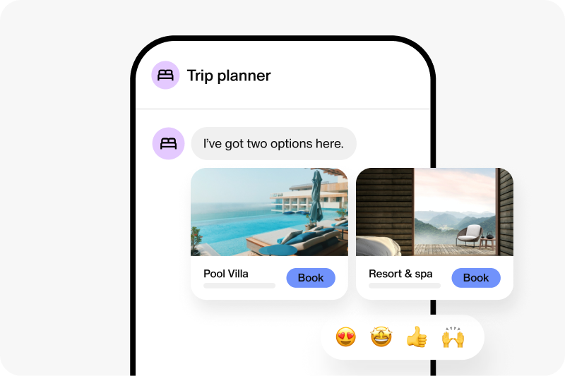 An example of a trip planner in-app chat