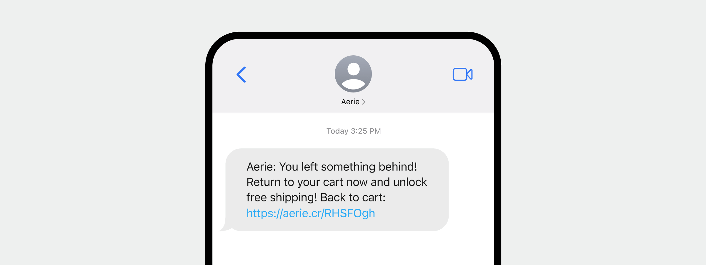 An example of a message reminding a shopper of an abandoned shopping cart