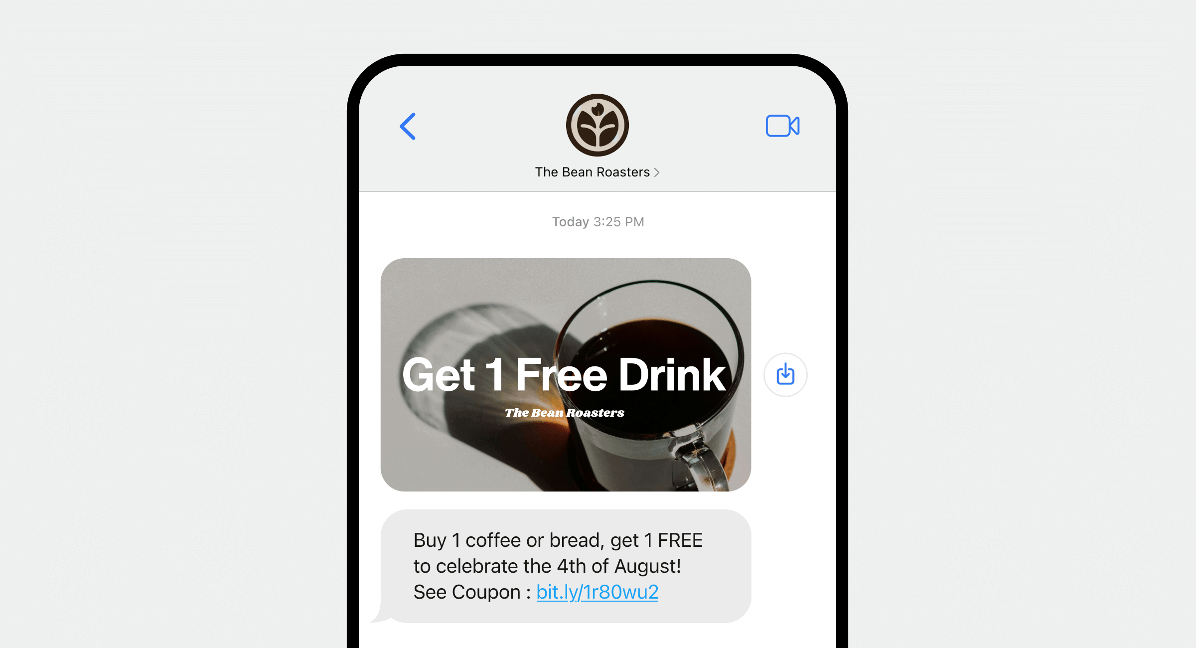 An example of an SMS for a marketing campaign