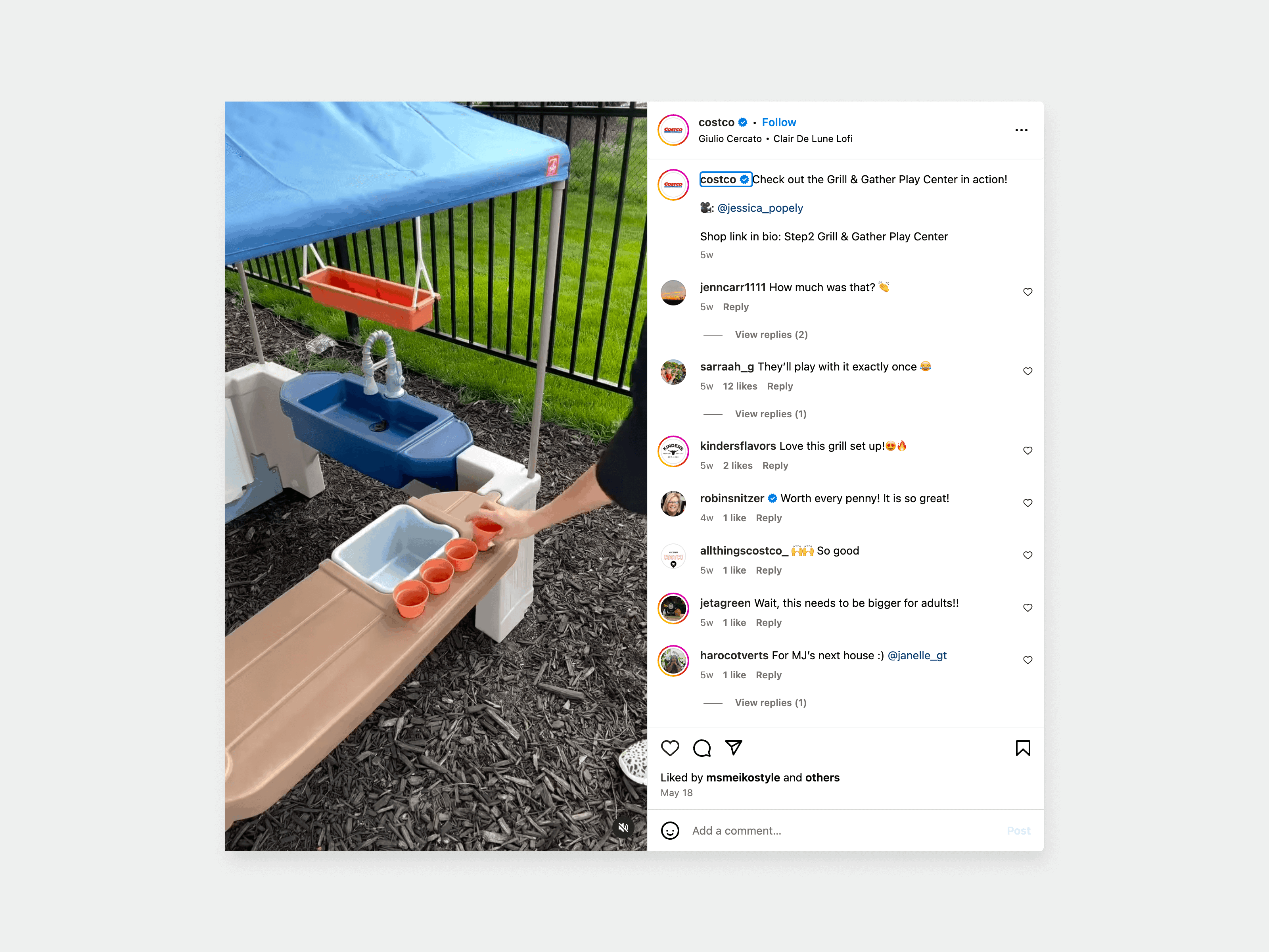 A screenshot of an Instagram post from Costco