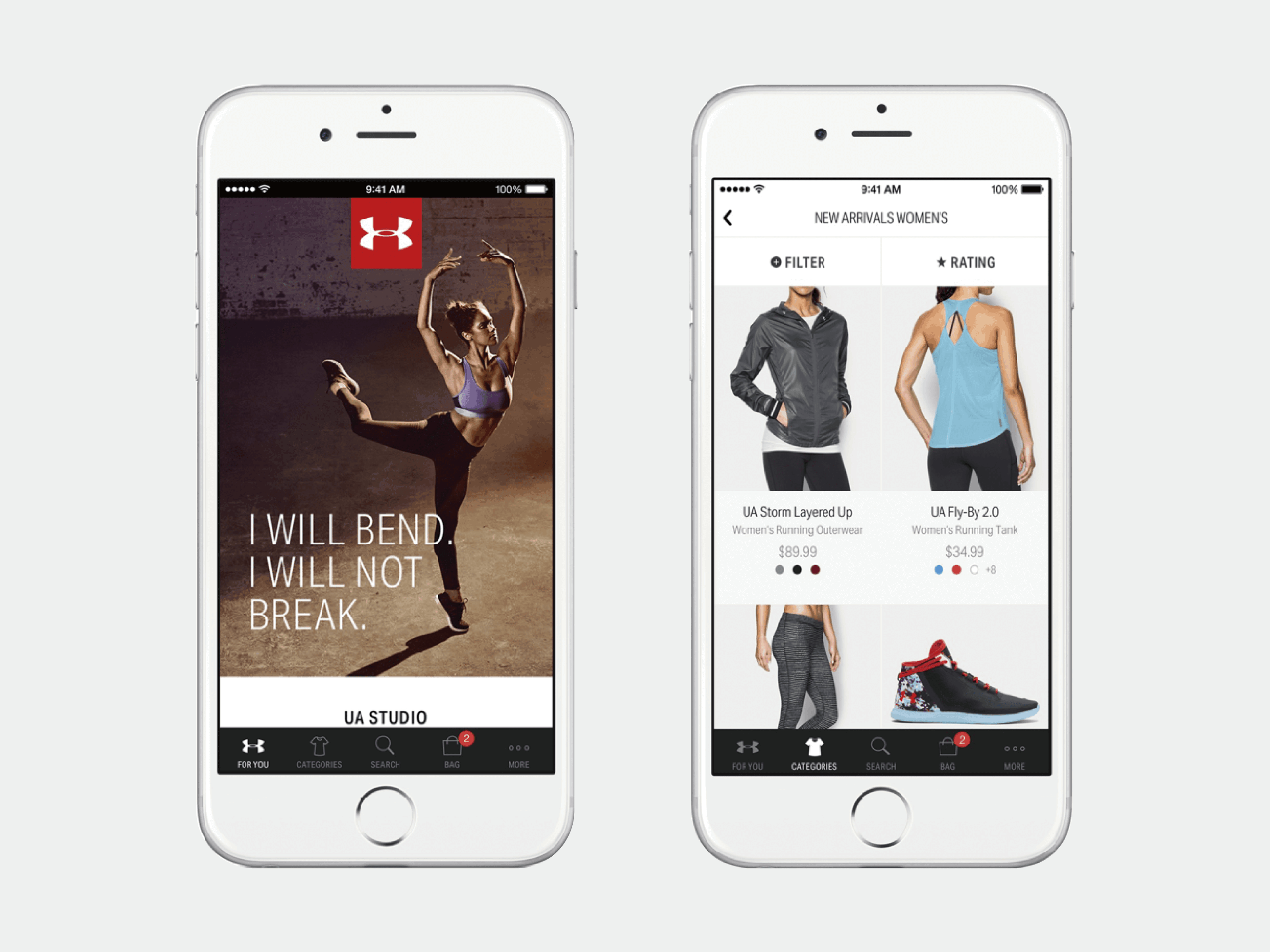 A screenshot of the Under Armour Shop App