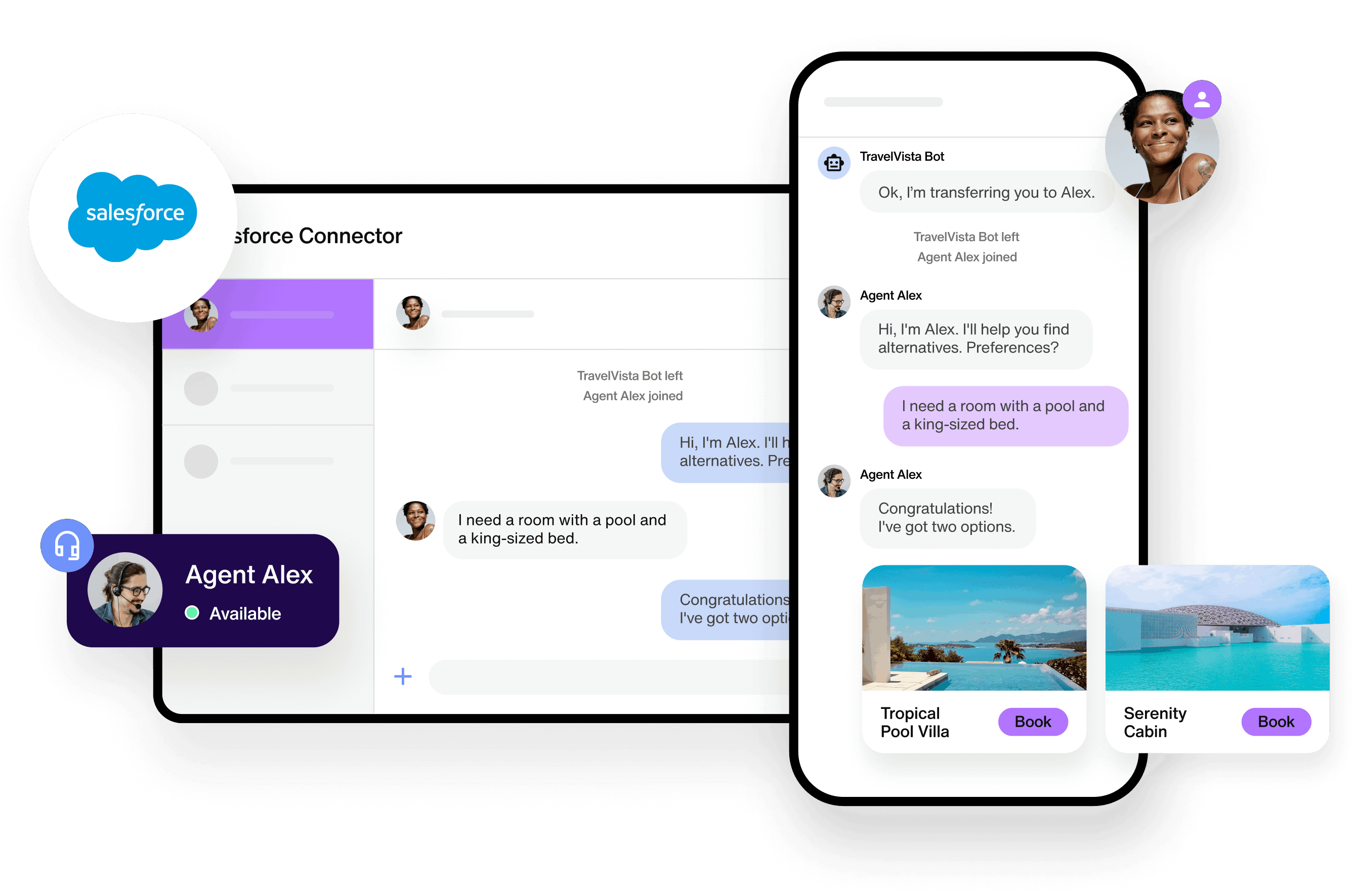 Sendbird’s AI chatbot solution integrating with Salesforce Service Cloud