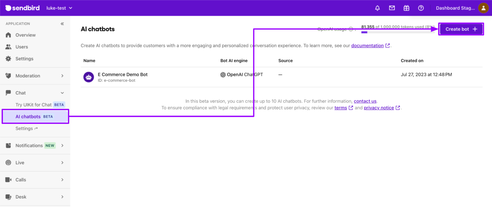 Create AI chatbot