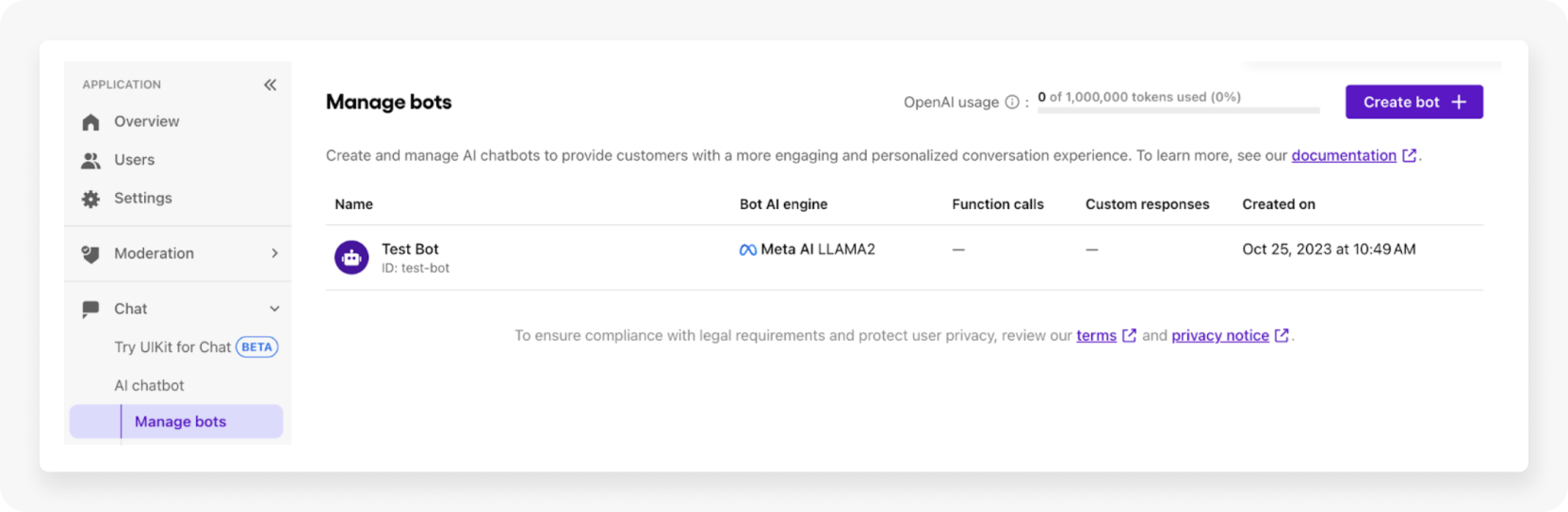 Manage bots